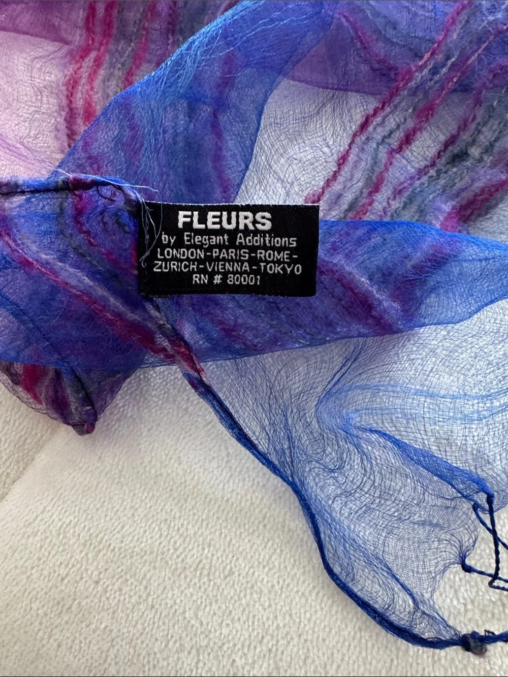Sheer Blue and Purple Striped Scarf - Unbranded
